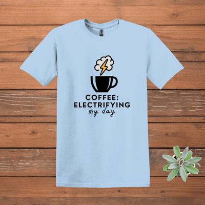 Printify T-Shirt Light Blue / S Electrifying Coffee Design T shirt