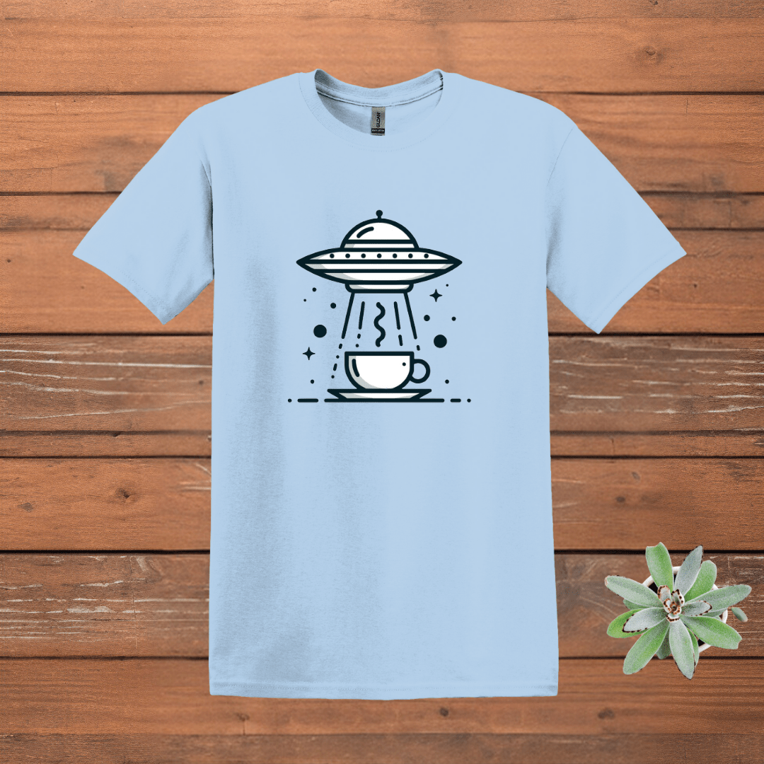 Printify T-Shirt Light Blue / S UFO Coffee T shirt