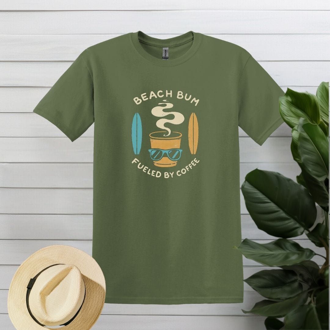 Printify T-Shirt Military Green / 3XL Beach Bum Coffee T shirt