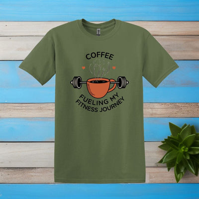 Printify T-Shirt Military Green / S Coffee: Fueling My Fitness Journey T shirt