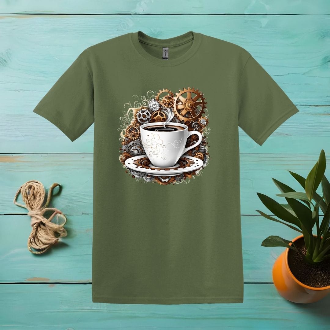 Printify T-Shirt Military Green / S Coffee Mechanical Mind T shirt