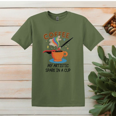 Printify T-Shirt Military Green / S Coffee: My artistic Spark T shirt