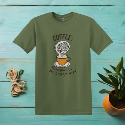 Printify T-Shirt Military Green / S Creativity and Coffee T shirt