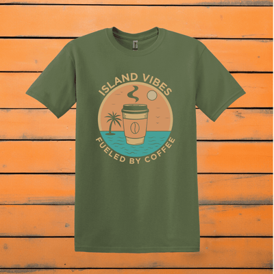 Printify T-Shirt Military Green / S Island Vibes Coffee