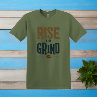 Printify T-Shirt Military Green / S Rise and Grind T shirt