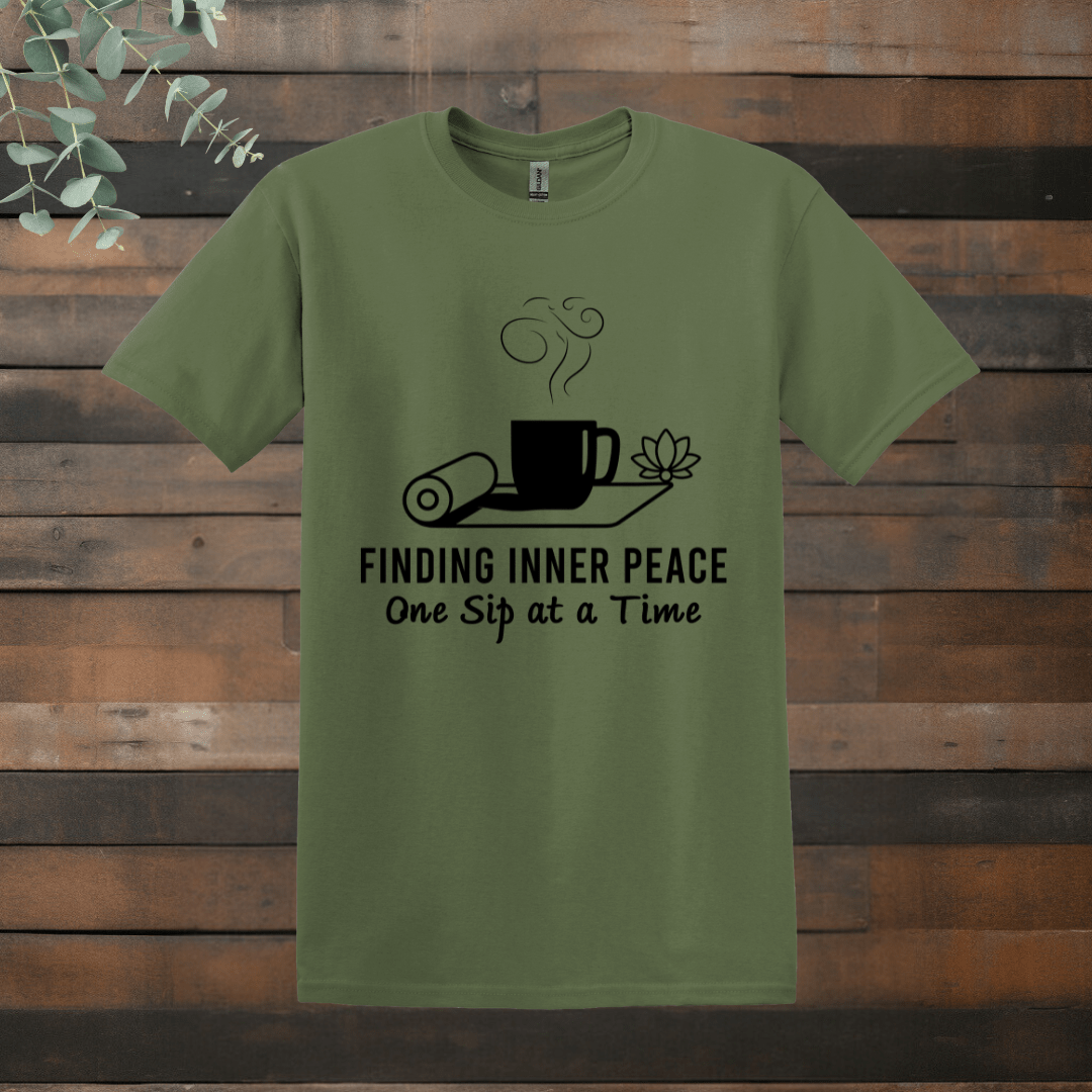 Printify T-Shirt Military Green / S Yoga and Coffee T shirt