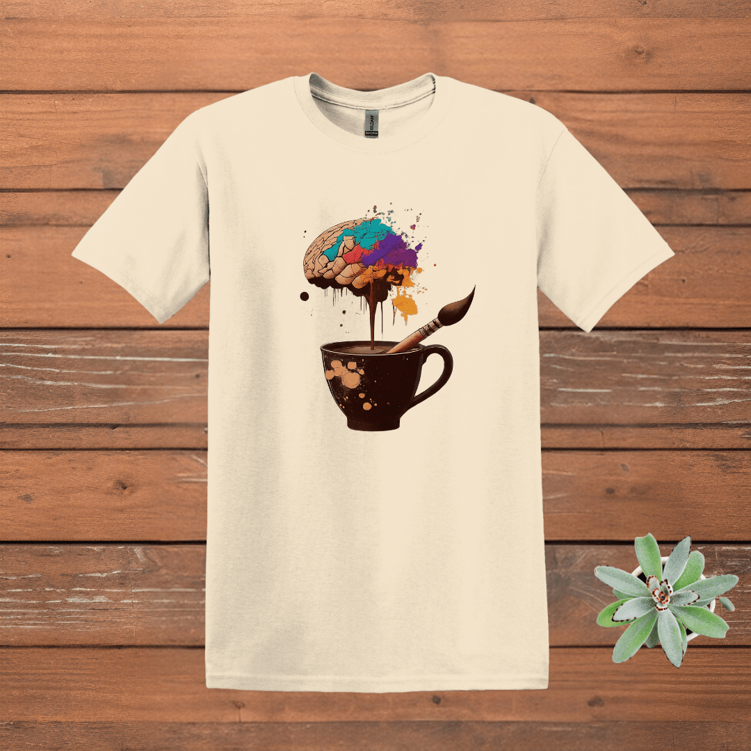 Printify T-Shirt Natural / S Coffee Brain Art T shirt