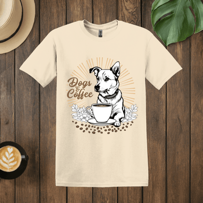 Printify T-Shirt Natural / S Coffee + Dogs Art T shirt