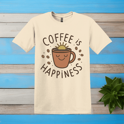 Printify T-Shirt Natural / S Coffee is Happiness T shirt