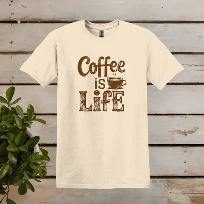 Printify T-Shirt Natural / S Coffee is Life Word Art T shirt