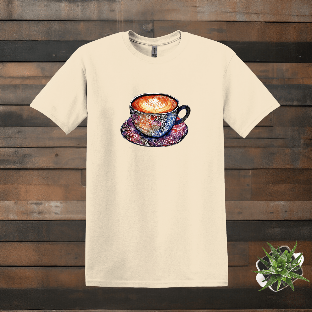 Printify T-Shirt Natural / S Kaleidoscope Coffee Cup T shirt