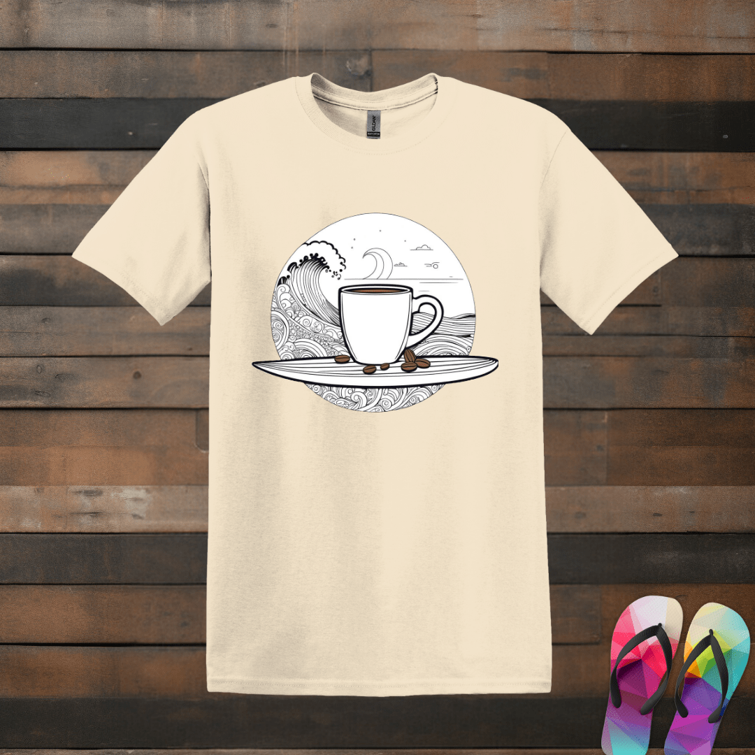 Printify T-Shirt Natural / S Surfboard with Coffee T shirt