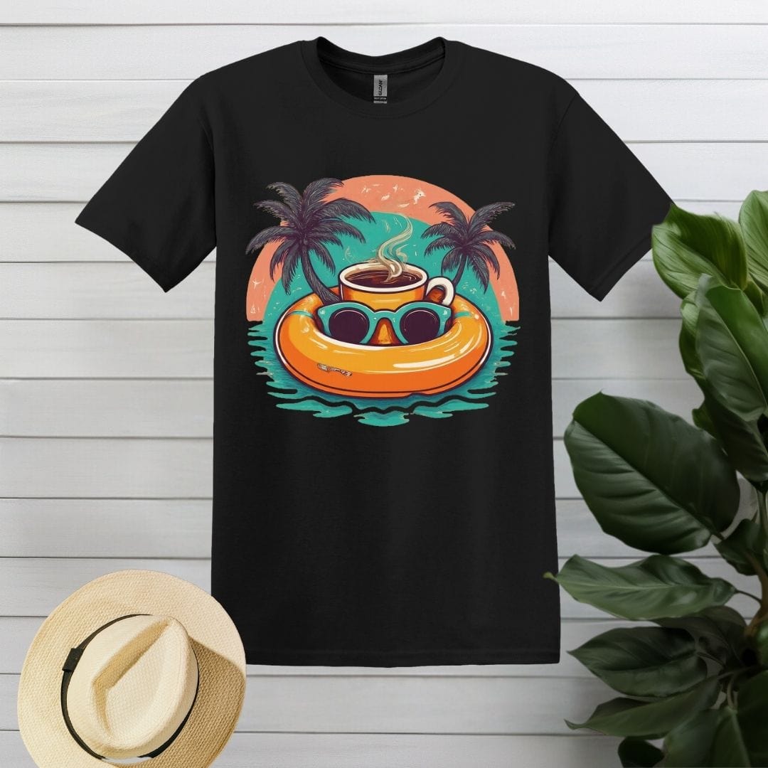 Printify T-Shirt S / Black Beach Coffee T shirt