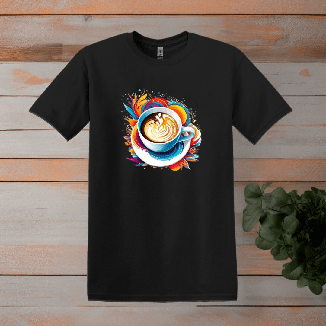 Printify T-Shirt S / Black Colorburst Coffee Cup T shirt