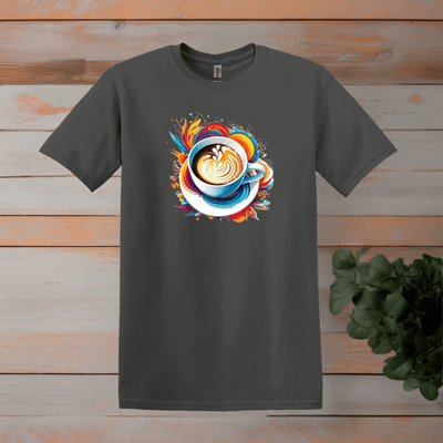 Printify T-Shirt S / Charcoal Colorburst Coffee Cup T shirt