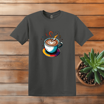 Printify T-Shirt S / Charcoal Multicolor Coffee Painting T shirt