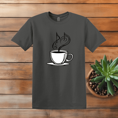 Printify T-Shirt S / Charcoal Music and Coffee T shirt