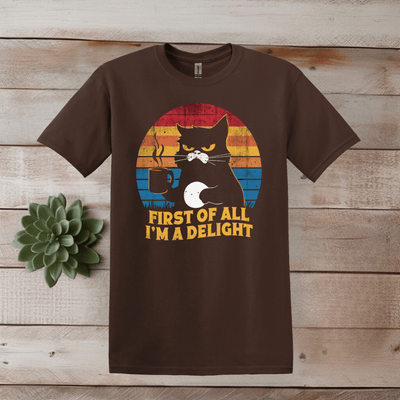 Printify T-Shirt S / Dark Chocolate Grumpy Cat & Coffee T shirt