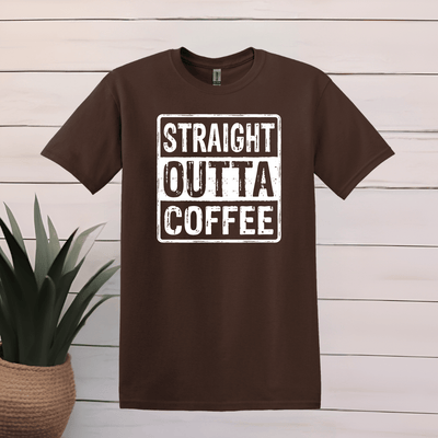 Printify T-Shirt S / Dark Chocolate Straight Outta Coffee T shirt