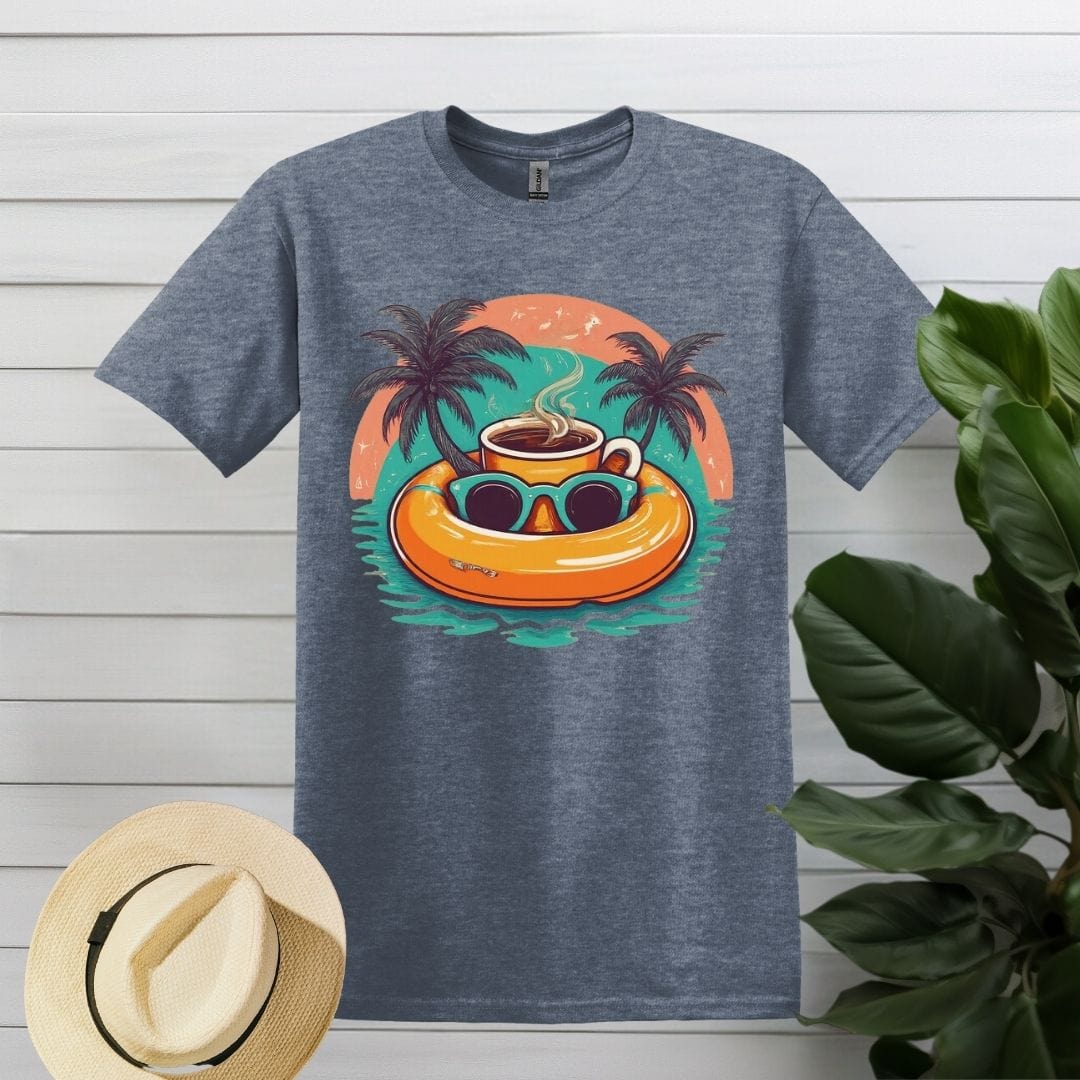 Printify T-Shirt S / Heather Indigo Beach Coffee T shirt