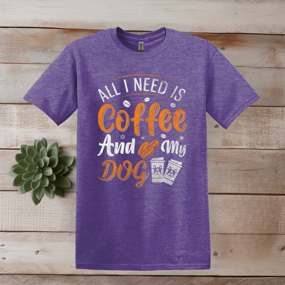 Printify T-Shirt S / Heather Purple Coffee and My Dog  T shirt