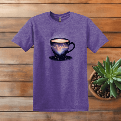 Printify T-Shirt S / Heather Purple EKG Coffee Cup T shirt