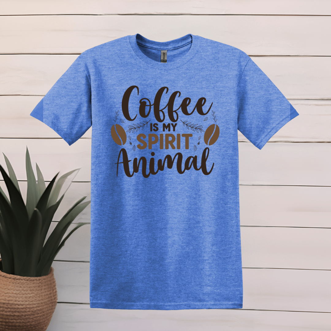 Printify T-Shirt S / Heather Royal Coffee is my spirit animal Pine design T shirt