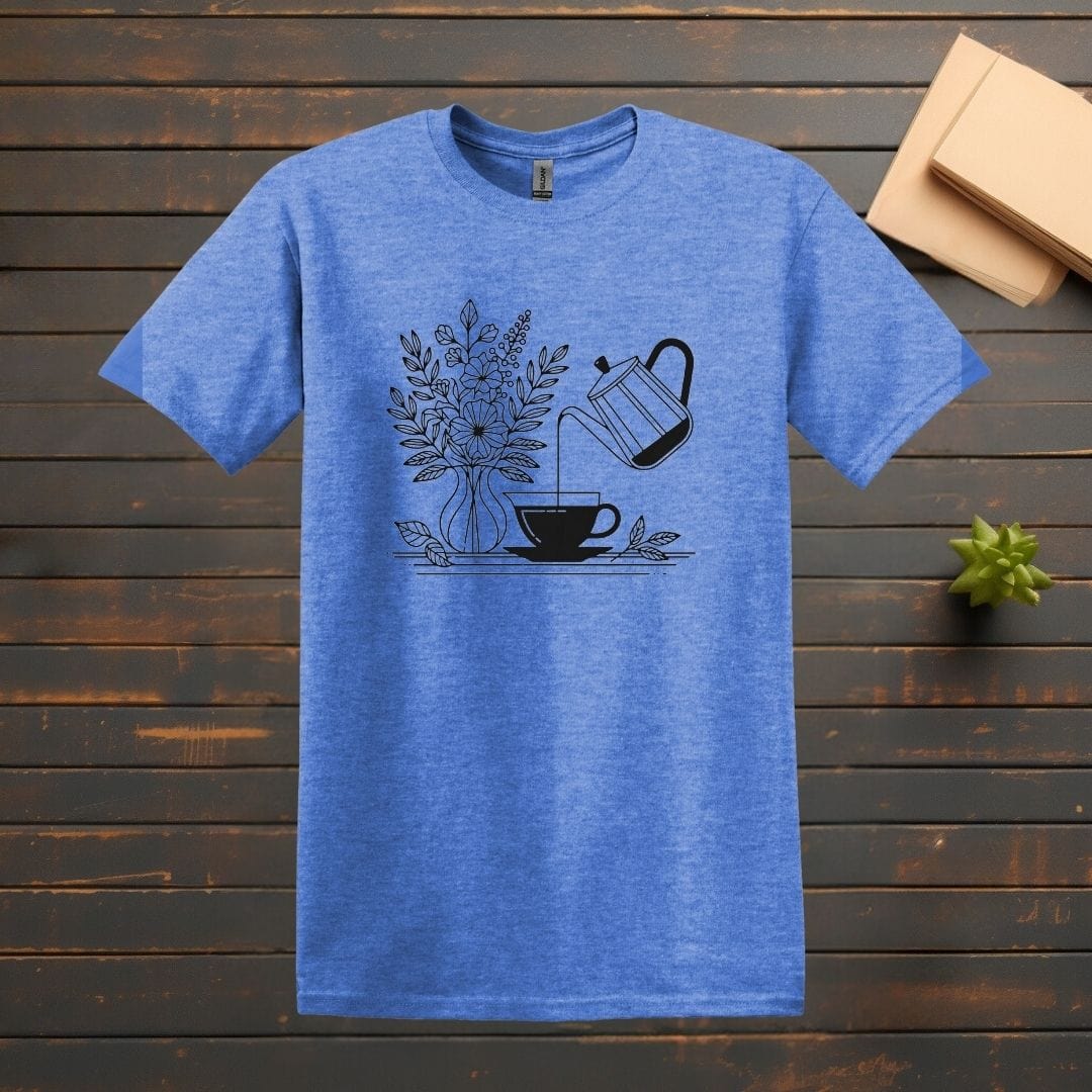 Printify T-Shirt S / Heather Royal Coffee Pour Line Art T Shirt