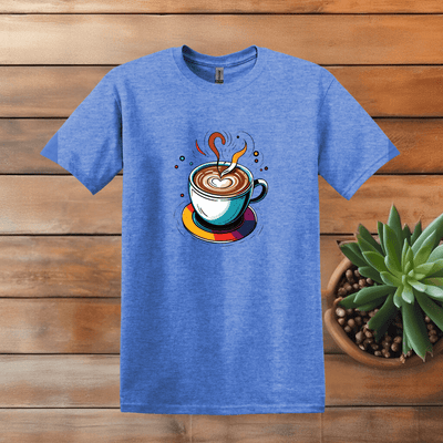 Printify T-Shirt S / Heather Royal Multicolor Coffee Painting T shirt