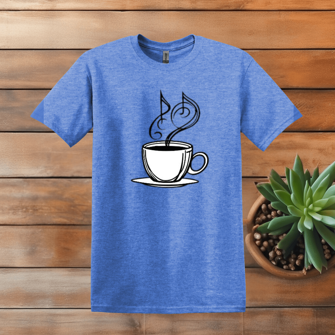 Printify T-Shirt S / Heather Royal Music and Coffee T shirt