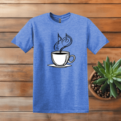 Printify T-Shirt S / Heather Royal Music and Coffee T shirt