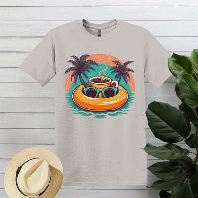 Printify T-Shirt S / Ice Grey Beach Coffee T shirt