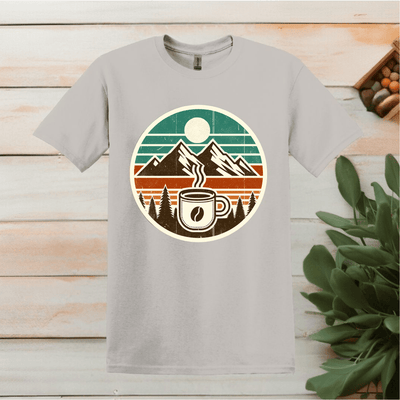 Printify T-Shirt S / Ice Grey Coffee and Mountain Logo T shirt