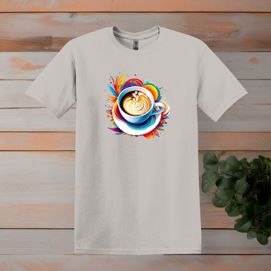 Printify T-Shirt S / Ice Grey Colorburst Coffee Cup T shirt