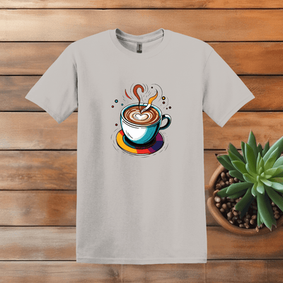 Printify T-Shirt S / Ice Grey Multicolor Coffee Painting T shirt