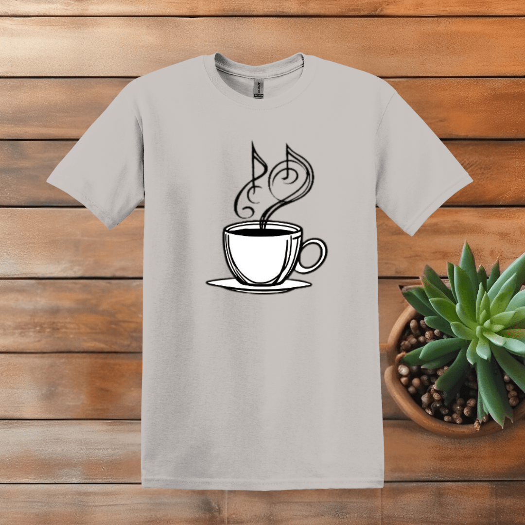 Printify T-Shirt S / Ice Grey Music and Coffee T shirt