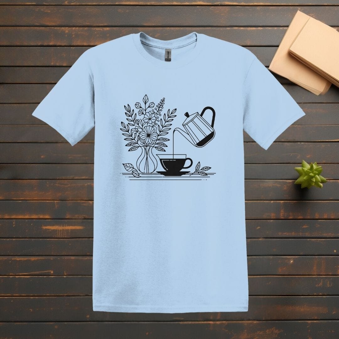 Printify T-Shirt S / Light Blue Coffee Pour Line Art T Shirt