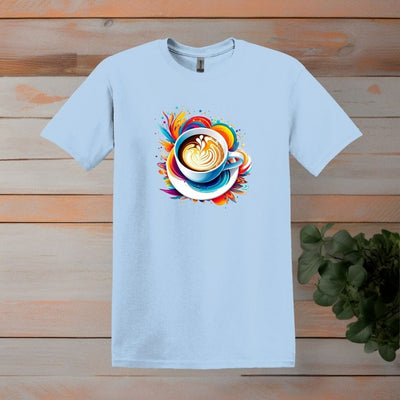 Printify T-Shirt S / Light Blue Colorburst Coffee Cup T shirt