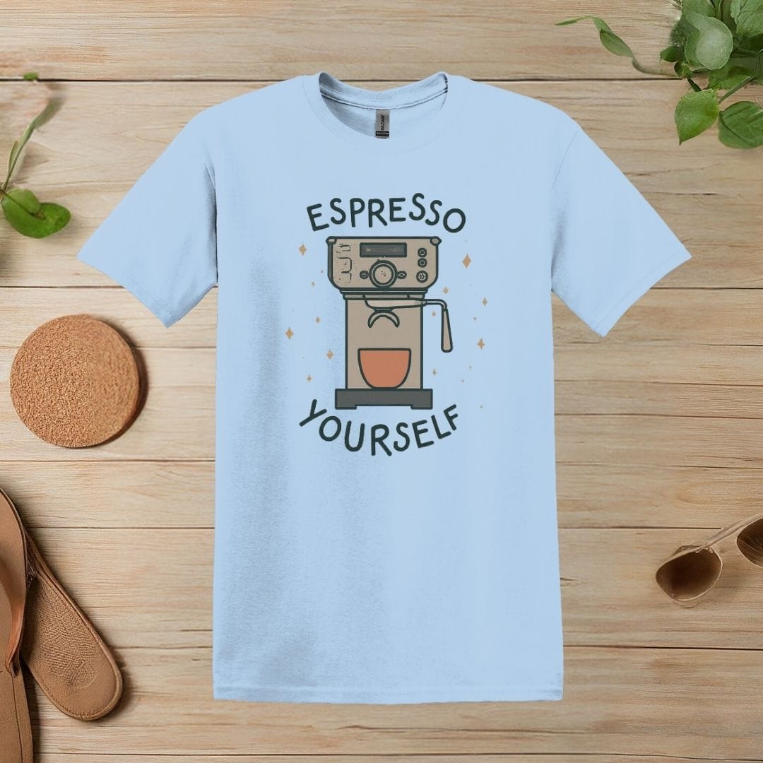 Printify T-Shirt S / Light Blue Espresso Machine Art T Shirt