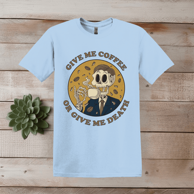 Printify T-Shirt S / Light Blue Give Me Coffee Skeleton T shirt