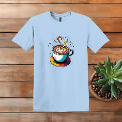 Printify T-Shirt S / Light Blue Multicolor Coffee Painting T shirt