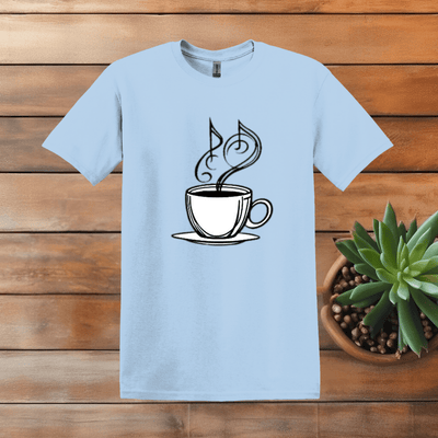 Printify T-Shirt S / Light Blue Music and Coffee T shirt