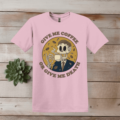 Printify T-Shirt S / Light Pink Give Me Coffee Skeleton T shirt