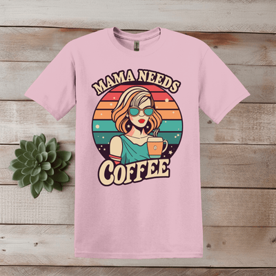 Printify T-Shirt S / Light Pink Mama Needs Coffee - Graphic T shirt