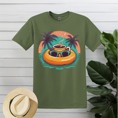 Printify T-Shirt S / Military Green Beach Coffee T shirt