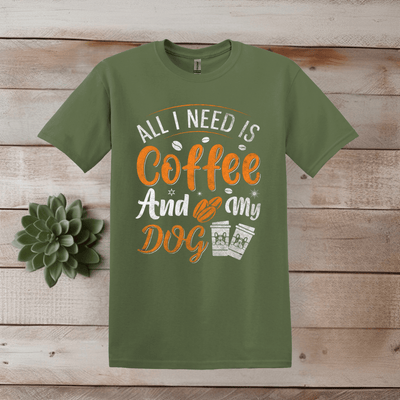 Printify T-Shirt S / Military Green Coffee and My Dog  T shirt