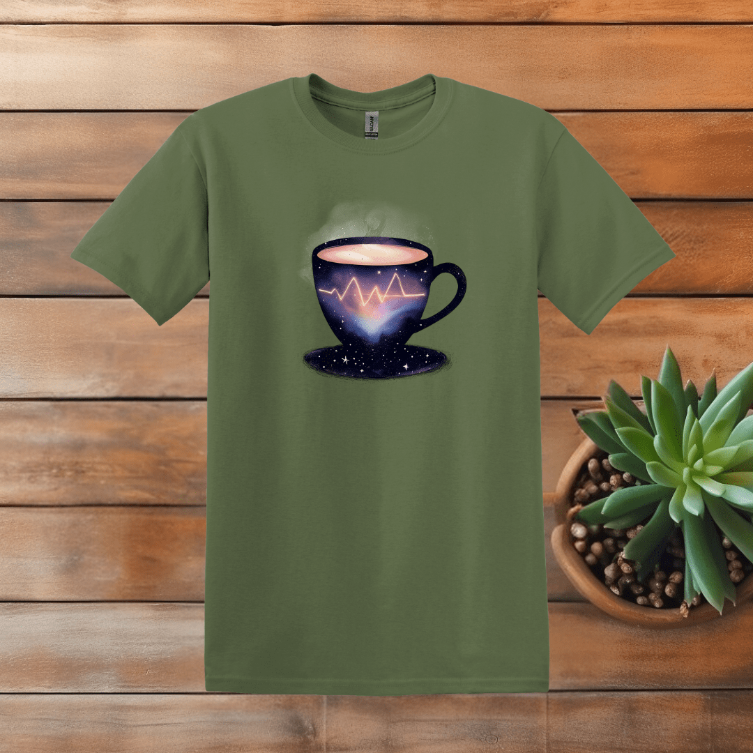 Printify T-Shirt S / Military Green EKG Coffee Cup T shirt