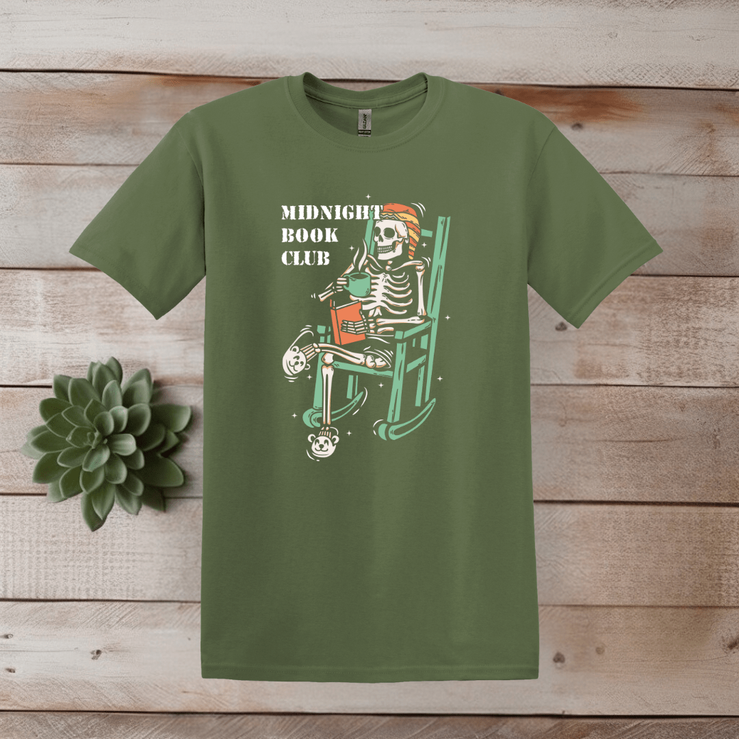 Printify T-Shirt S / Military Green Midnight Book Club T shirt