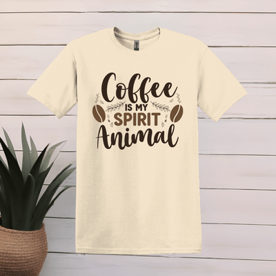 Printify T-Shirt S / Natural Coffee is my spirit animal Pine design T shirt