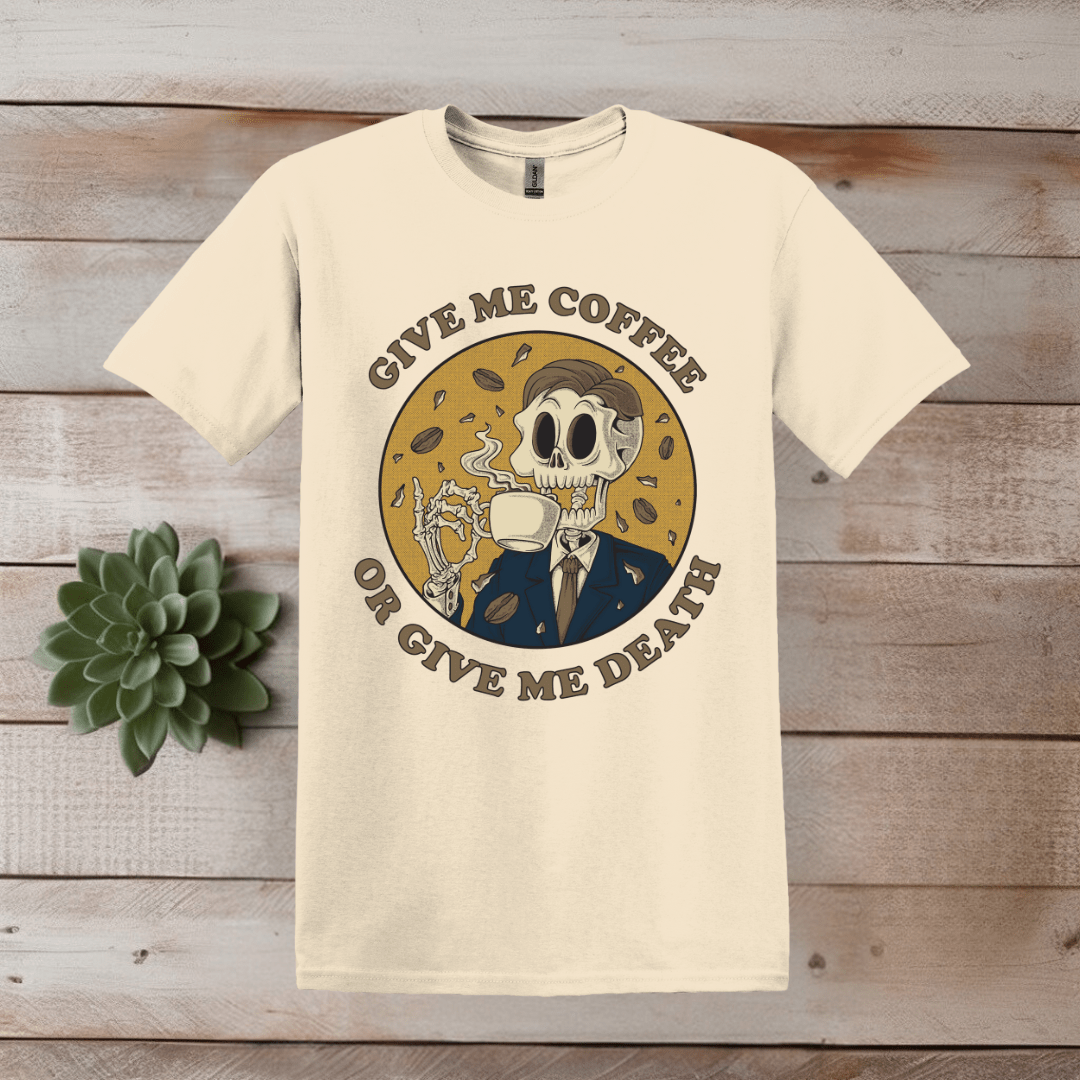 Printify T-Shirt S / Natural Give Me Coffee Skeleton T shirt